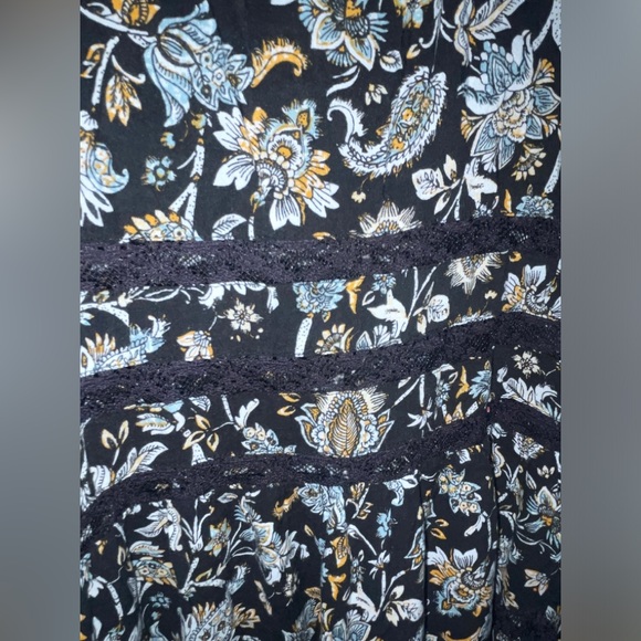 Free People Voile Trapeze Dress Lace Detail Paisley Print - Picture 3 of 6